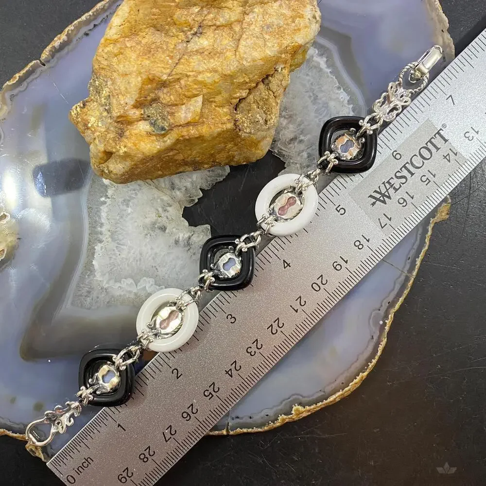 Carolyn Pollack Sterling 3 Agates & 1 Rhodochrosite Link Bracelet For Women